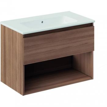 Mueble de baño Cosmic con lavabo, 1 cajón y 1 hueco en color nogal natural