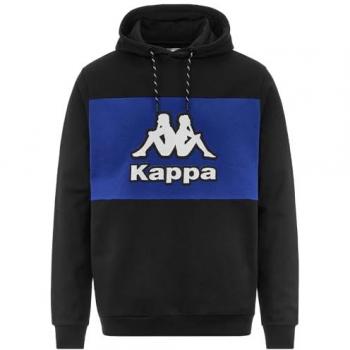 Sudadera Kappa Ferti con Capucha para Hombre, Color Negro/Azul Real, Talla 2XL
