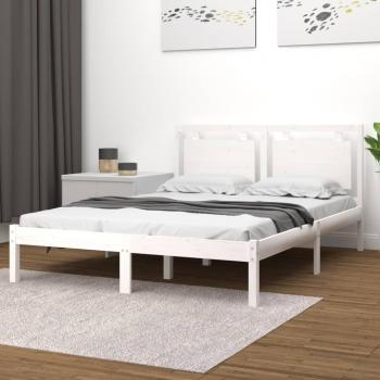 Estructura de cama madera maciza blanca Super King 180x200 cm