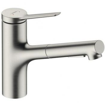 Grifo de cocina Hansgrohe ZESIS M33 150 con ducha extraíble, 2 chorros, aspecto acero inoxidable