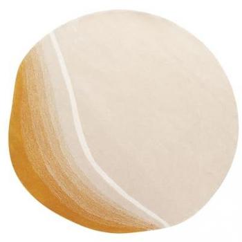 Alfombra de área irregular de lana beige ⌀ 140 cm