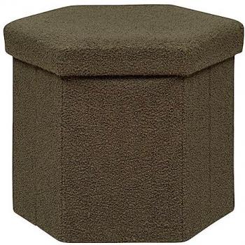 Taburete Baúl Plegable Jaiko en Tejido de Boucle Verde Kaki 40x38cm