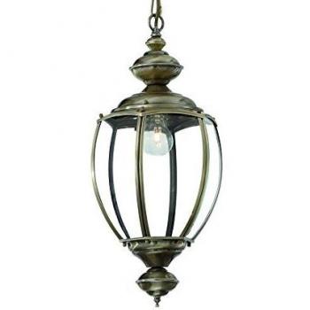 Lámpara colgante Norma de Ideal Lux, color marrón, 1 bombilla E27, diseño de latón antiguo y vidrio transparente