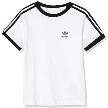Camiseta Unisex Adidas Adicolor 3 Rayas Blanca de Manga Corta - Talla: 87 - 92 CM - Jersey de Algodón