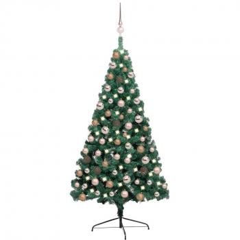 vidaXL Artificial Half Pre-lit Christmas Tree with Ball Set Green 120 cm