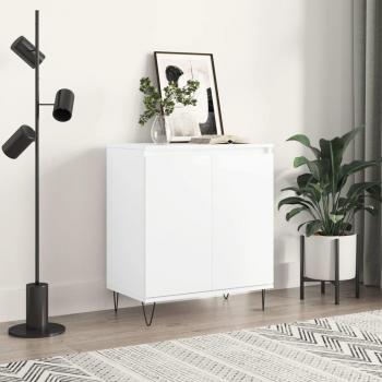 Aparador de madera contrachapada blanco brillante 60x35x70 cm - Mueble de Almacenaje de Salón, Buffet para salón, Armario Auxiliar, Armario de Almacenamiento