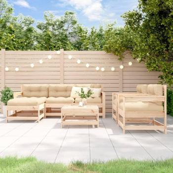 7-Piece Solid Wood Garden Lounge Set with Cushions