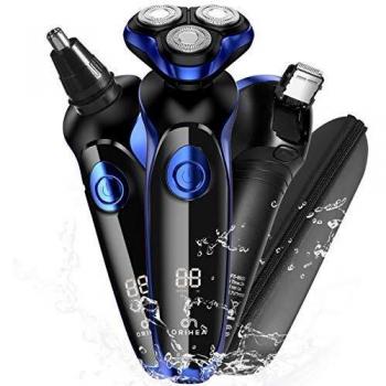 Afeitadora Barba Hombre OriHea 3 EN 1 Maquinas de Afeitar Afeitadora En Seco Y En Húmedo Maquinilla Afeitar Electrica Hombre Recortadora De Precisión Afeitadora Rotativa Para Hombres Impermeable-azul