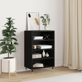 Aparador alto de madera de ingeniería negro 57x35x90 cm, mueble de almacenaje para salón, buffet y armario auxiliar