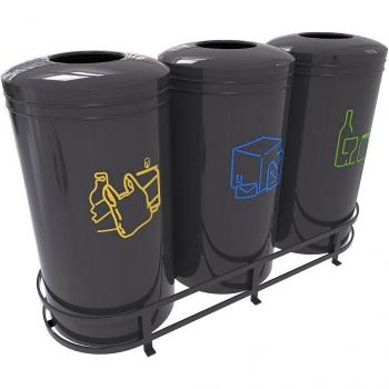 Urbaniere Aalborg B - Contenedores de reciclaje de chapa metálica para una sencilla organización de los residuos, color gris