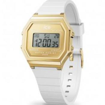 Reloj Digital ICE Watch 022049 Mujer Ø 34 mm Blanco y Dorado, Correa de Silicona, Estilo Retro