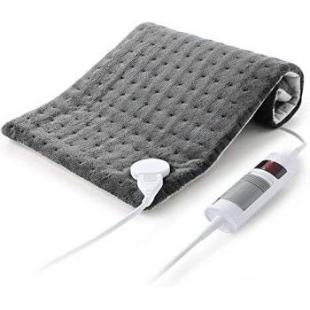 Almohadilla Térmica Eléctrica con Apagado Automático Manta Eléctrica de 30 x 60 cm de Tamaño para Cuello y Piernas, Almohadilla Eléctrica con Función de Calentamiento Rápido y 6 Niveles Gris