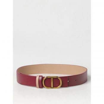 Twinset Women's Reversible Leather Belt - Camel and Red - Size L