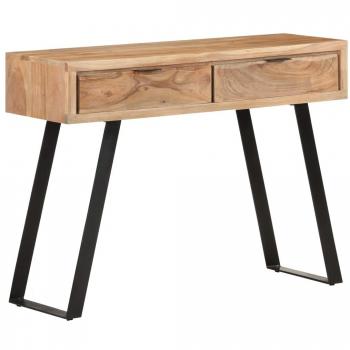 Mesa consola de madera de acacia bordes naturales 100x35x76 cm Marrón