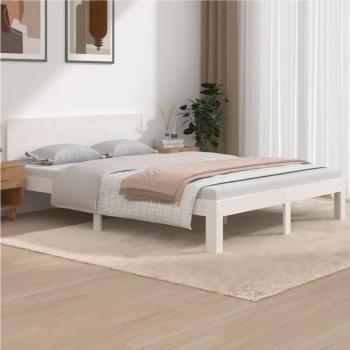 Cama de madera maciza de pino gris 140x190 cm