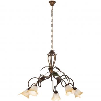 Colgante Miranda 5 Luces, Metal Oro Antiguo