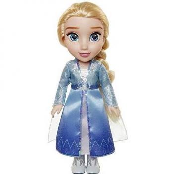 Disney Frozen 2 - Muñeca Elsa de Viaje 35 cm con Capa de Viaje Azul, Botas y un Precioso Peinado - Muñeca con Preciosos Detalles para Niñas con 3 Años +