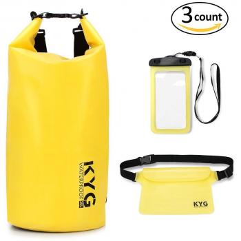 KYG Bolsa Estanca Impermeable Set de Mochila Estanca con Funda de Móvil y Bolsa de Cintura, Bolsa Seca para Playa y Deportes al Aire Kayak Senderismo Esquí Pesca Escalada Camping