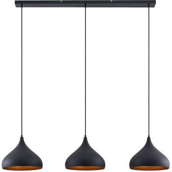 Lámpara colgante moderna Lindby Elamira, negra, de aluminio, 133 cm de longitud, con 3 luces E27 para salón y comedor