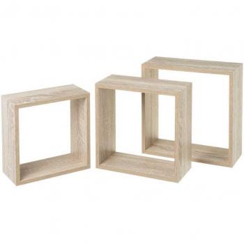 Set de 3 estantes cubo grandes de madera MDF beige nórdicos