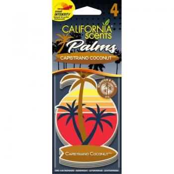 Ambientador para Coche California Scents Capistrano Coconut Aroma a Coco Palmera de Papel Pack de 4 Unidades CE