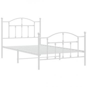 vidaXL Metal Bed Frame without Mattress with Footboard White 100x190cm