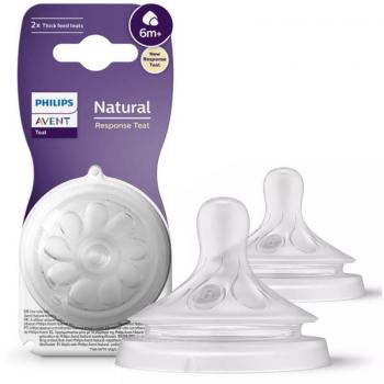Philips Avent Natural Response Flow 6 Baby Bottle Teat 6 m+ Thick Feed 2 pc