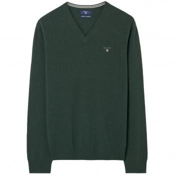 Gant Men's Men's Green V-Neck Wool Sweater In Size Xxl Green