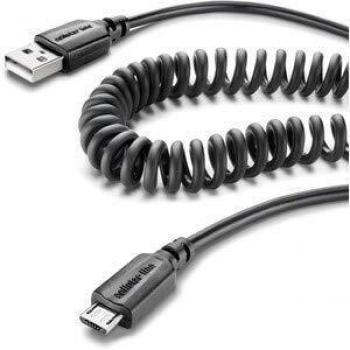Cellularline MICRO USB DATA CABLE - COILED Negro - Adaptador para cable