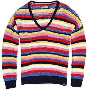 Superdry Eloise Textured Open Knit Jersei Mujer Cuban Stripe L