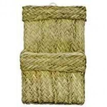 Decowood - Revistero de Pared con un Apartado en Esparto Natural - 45x25x8 cm