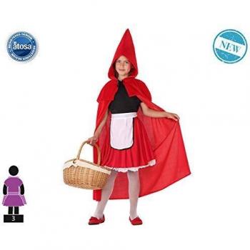 Atosa-61502 Atosa-61502-Disfraz Caperucita-Infantil Niña, Color rojo, 3 a 4 años