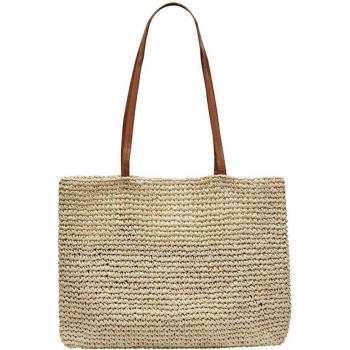Bolso shopper de rafia con asa de hombro Only