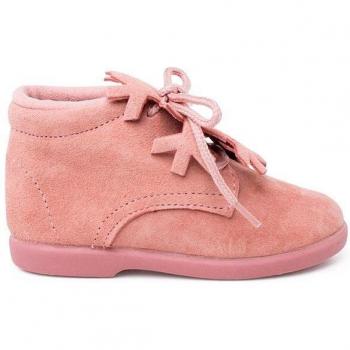 Botitas de piel serraje con cordones y adorno de copo