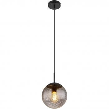 Lámpara colgante Globo Samos, Ø 20 cm, gris ahumado/negro, cristal