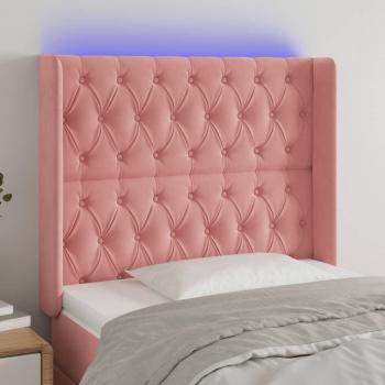 Cabecero LED de terciopelo rosa 103x16x118/128 cm