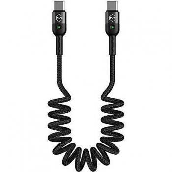 Cable USB-C a USB-C Power Delivery 60W Estirable 43cm - 1.8m Negro Macdodo