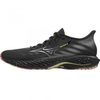 Zapatillas de running Mizuno Wave Rider 28 unisex color negro plata lima talla 44.5