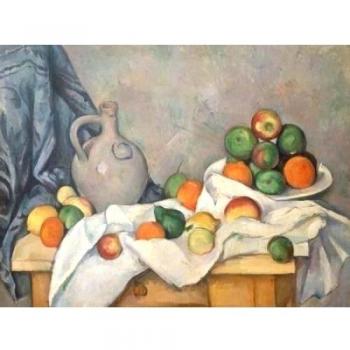 Cezanne / Still wi vida. cortina, jar / c. 1893 - 60x45 cm - Impresiones sobre lienzo - Muro de arte