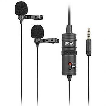 Boya BY-M1DM - Lavalier Doble para cámara réflex Digital, Color Negro