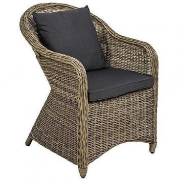 TecTake Aluminio silla de jardín sillón sofa de mimbre poliratán terraza con 2 cojínes