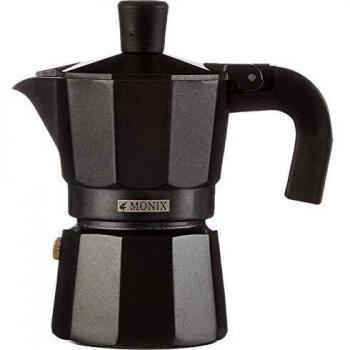 Monix Vitro Noir – Cafetera Italiana de Aluminio, Capacidad 1 Taza, Apta para Todo Tipo de cocinas Salvo inducción