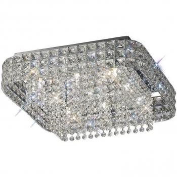 Lámpara de techo Edison cuadrada 9 bombillas cromo pulido / cristal