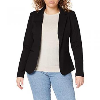 ICHI Women's Black Blazer with Pleats and Pockets, Size L