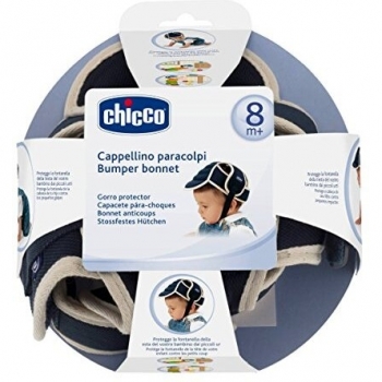 Chicco - Gorrito Protector Antigolpes para Bebés de 8 a 18 Meses, Color Azul Marino/Blanco