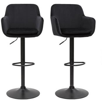 Set de 2 taburetes de cocina ajustables de terciopelo negro y metal AMIKA