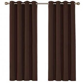Deconovo Cortinas Salon Modernas Tela Suave Gruesa para Ventanas Juvenil con Ojales 2 Piezas 117x160cm Chocolate