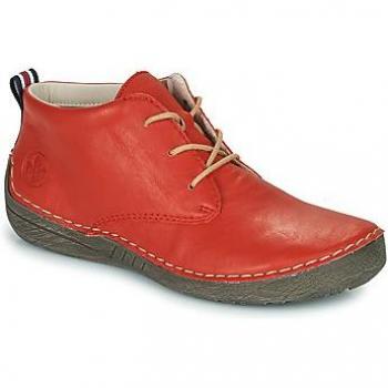 Botas Rieker GIMENA para mujer, rojas, número 36, con diseño de cordones y suela cómoda