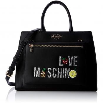 Love Moschino - Borsa Pu, Bolso de mano Mujer, Negro