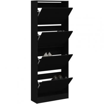 Zapatero negro de madera multicapa 60x21x163,5 cm